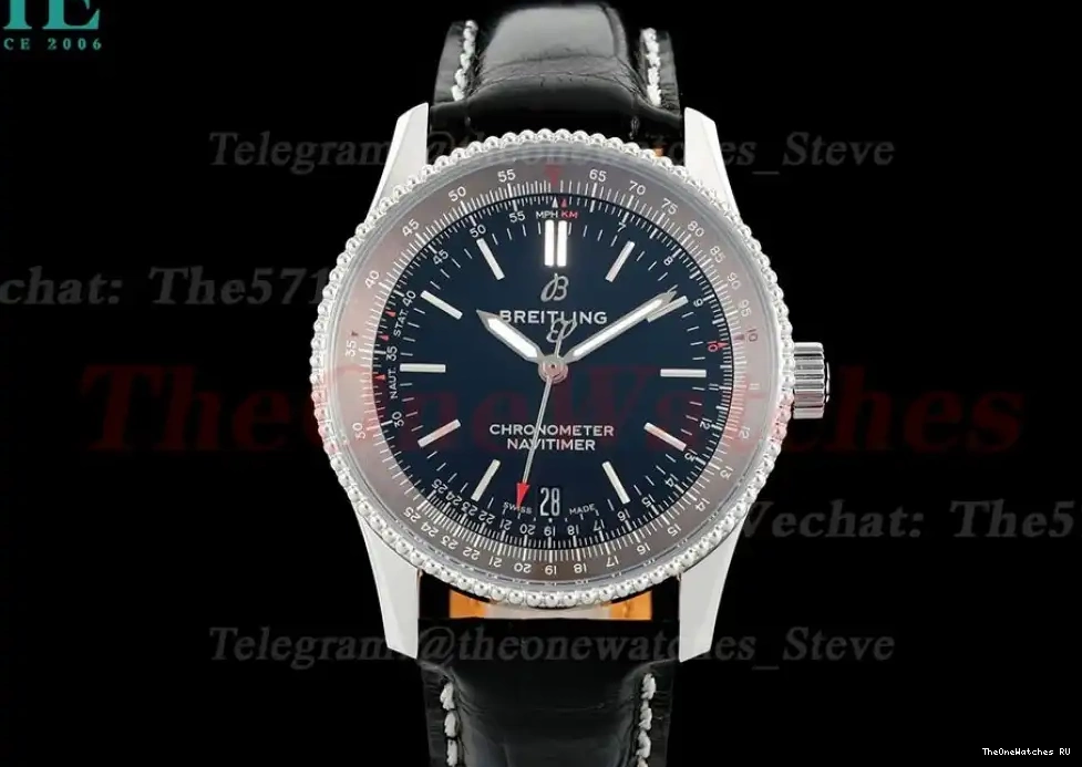 Grey Black TF 1 Dial 41mm Date SS Navitimer LE A2824 0424